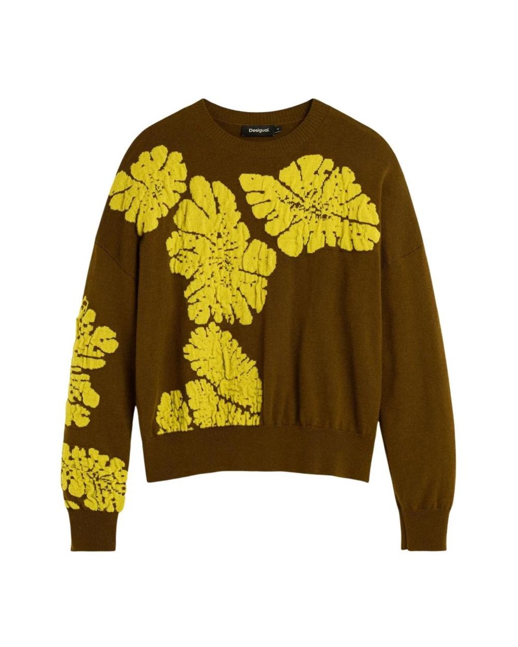Desigual Yellow Round-Neck Knitwear