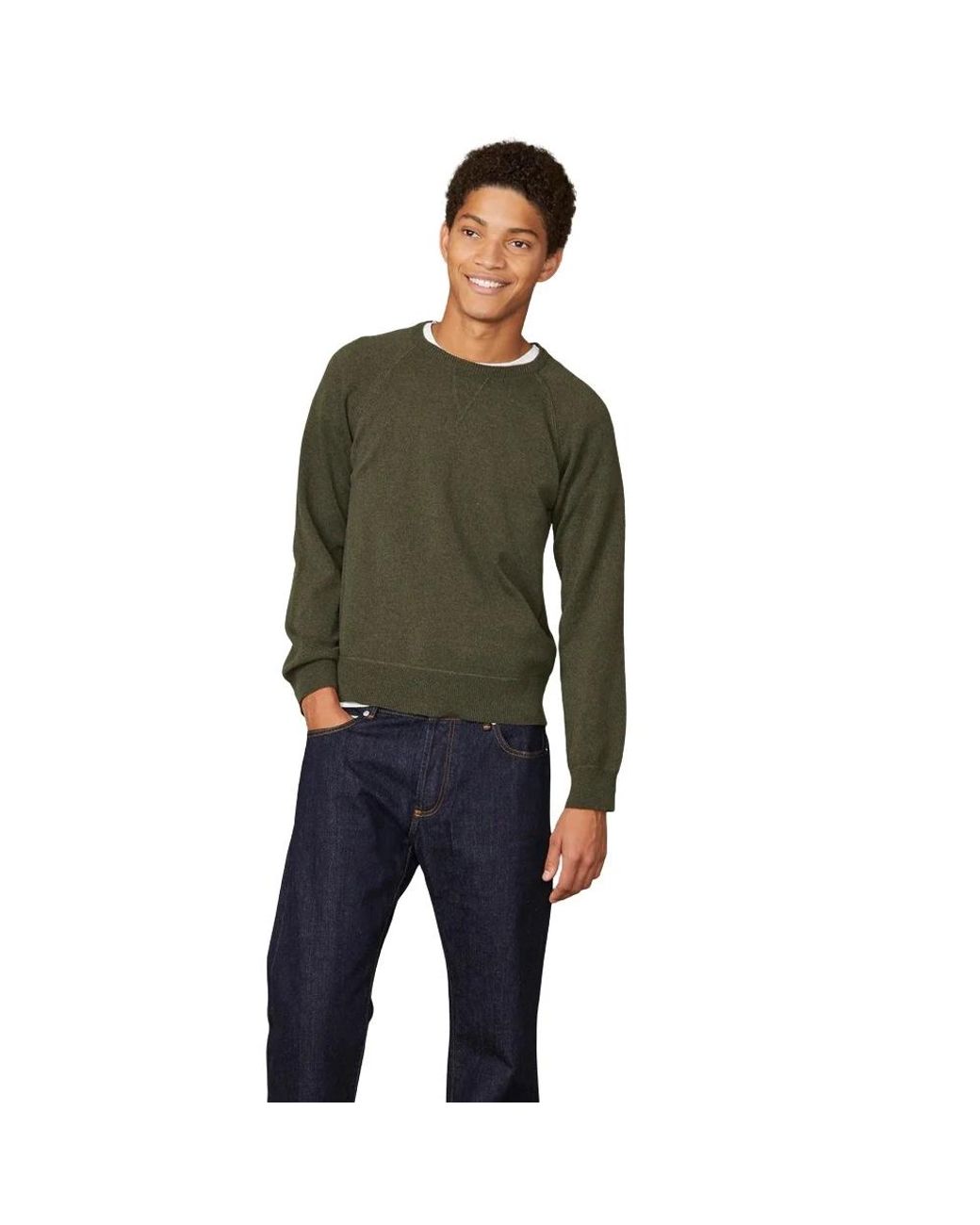 Officine Generale Green Round-Neck Knitwear for men