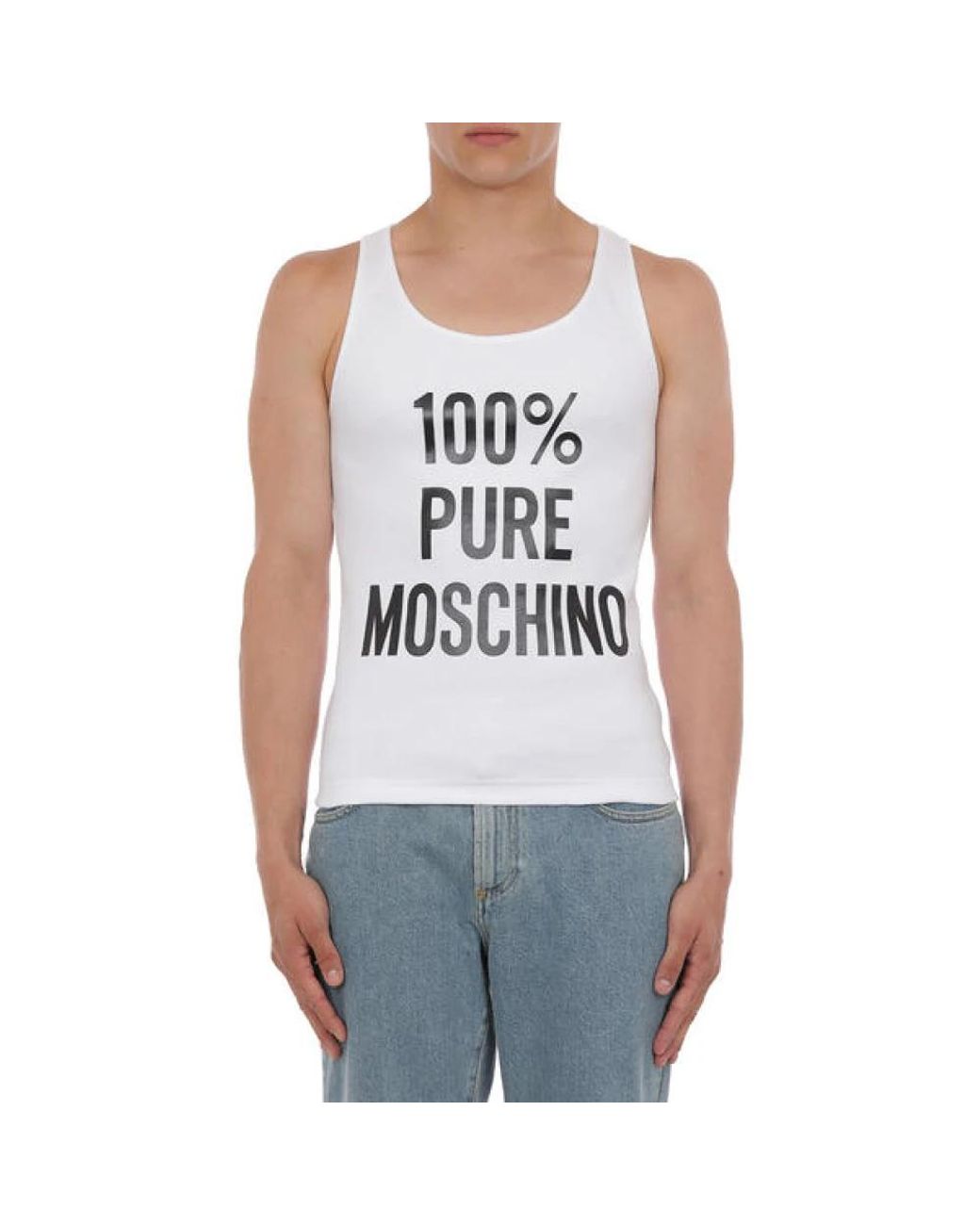 Moschino White Sleeveless Tops for men