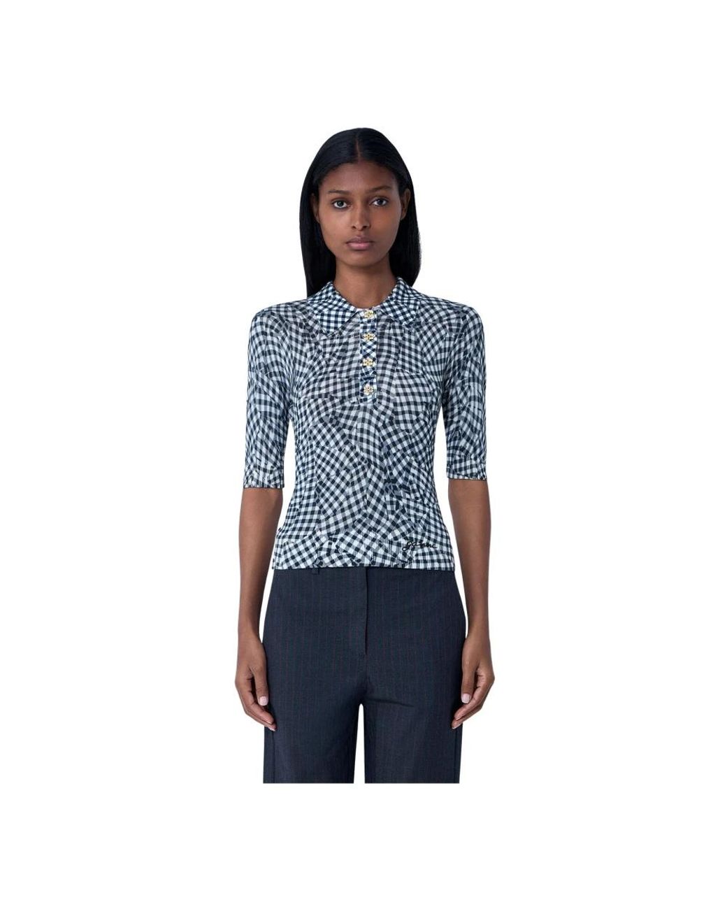Ganni Blue Polo Shirts
