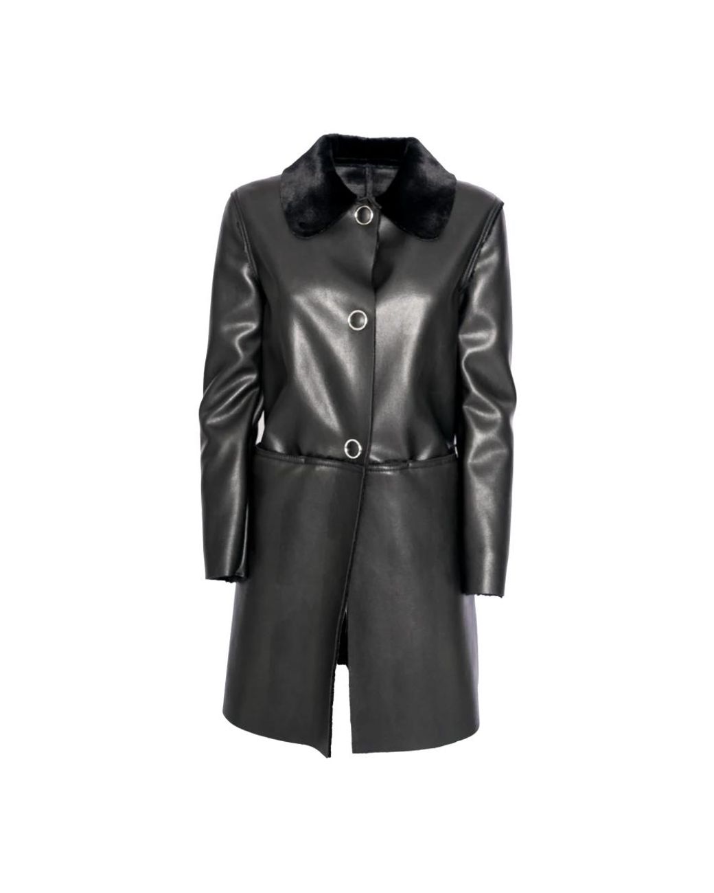 Pinko Jassen ,Zwart ,Polyester Single-Breasted Jas in het Black
