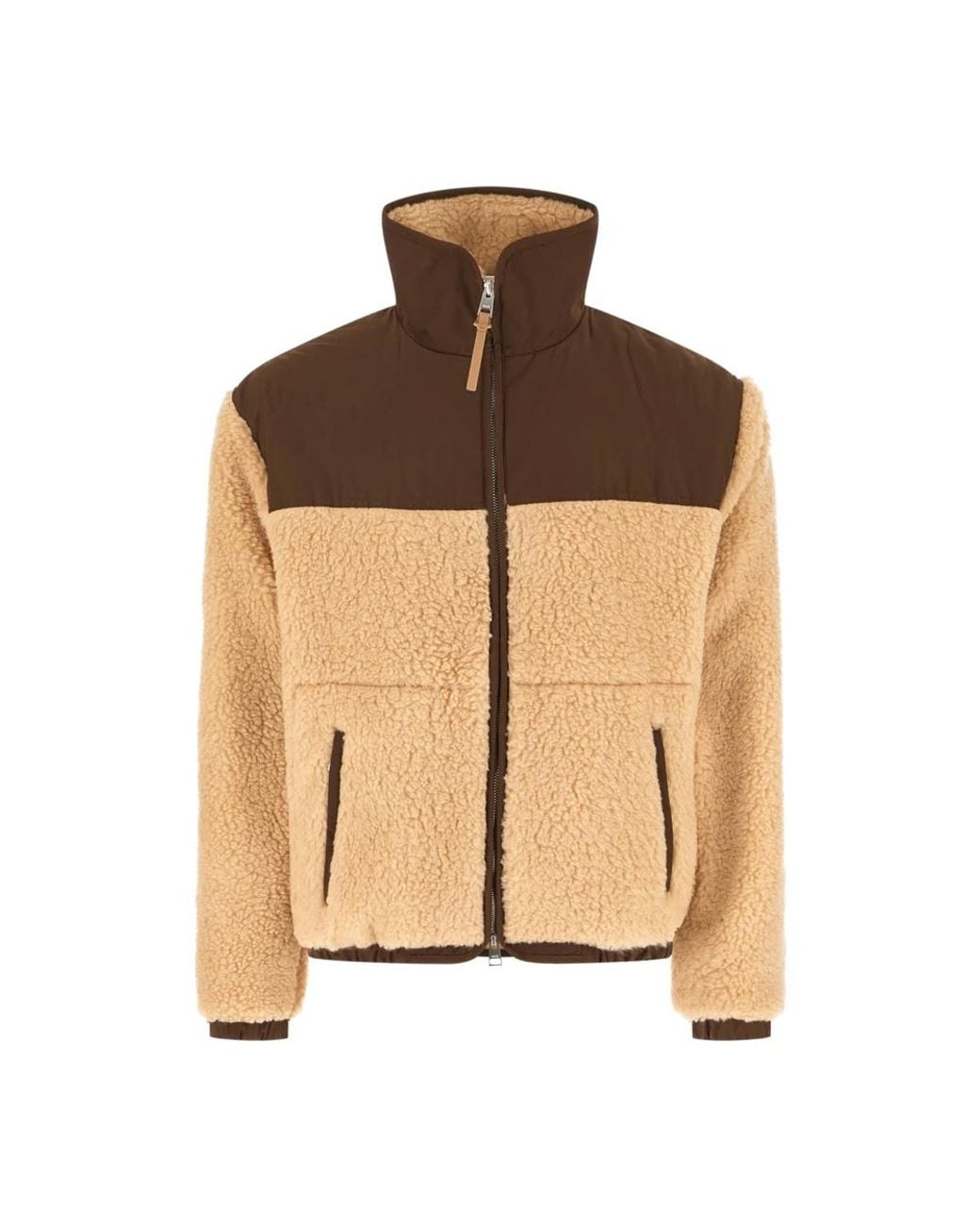 AMI Jassen ,Bruin ,Nylon Zip Jacket Met Nylon Inzetstukken in het Brown voor heren