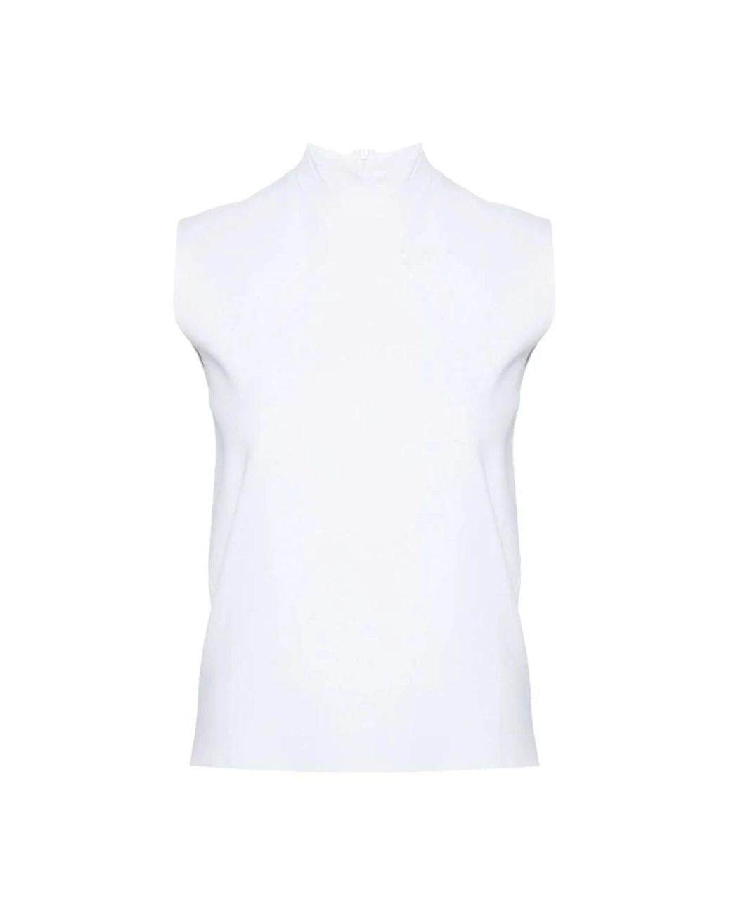 Plan C Tops ,Wit ,Polyester Optisch Witte Mock Hals Tanktop in het White