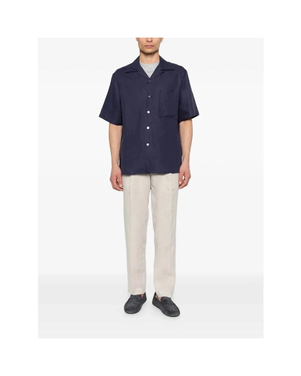 Zegna Blue Short Sleeve Shirts for men