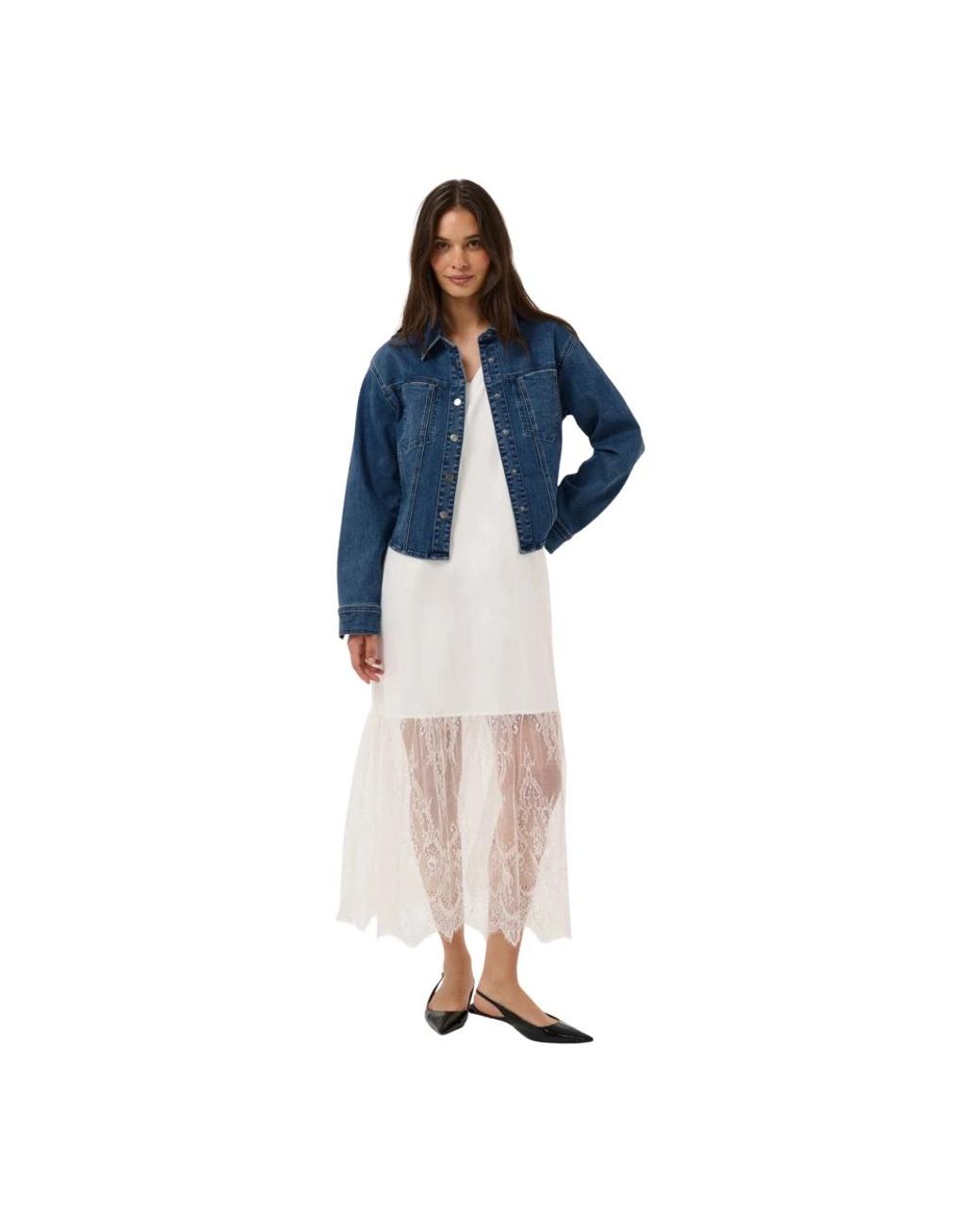 Denim Jackets Kaffe de color Blue