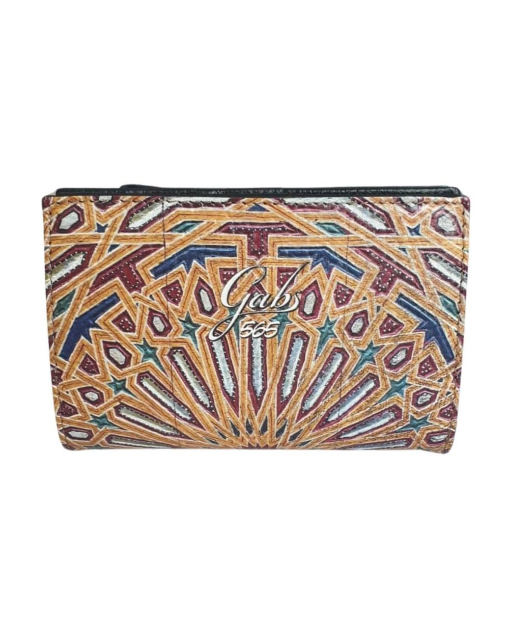 Gabs Accessoires ,Veelkleurig ,Katoen Reis Thema Leren Portemonnee Met Rits in het Metallic