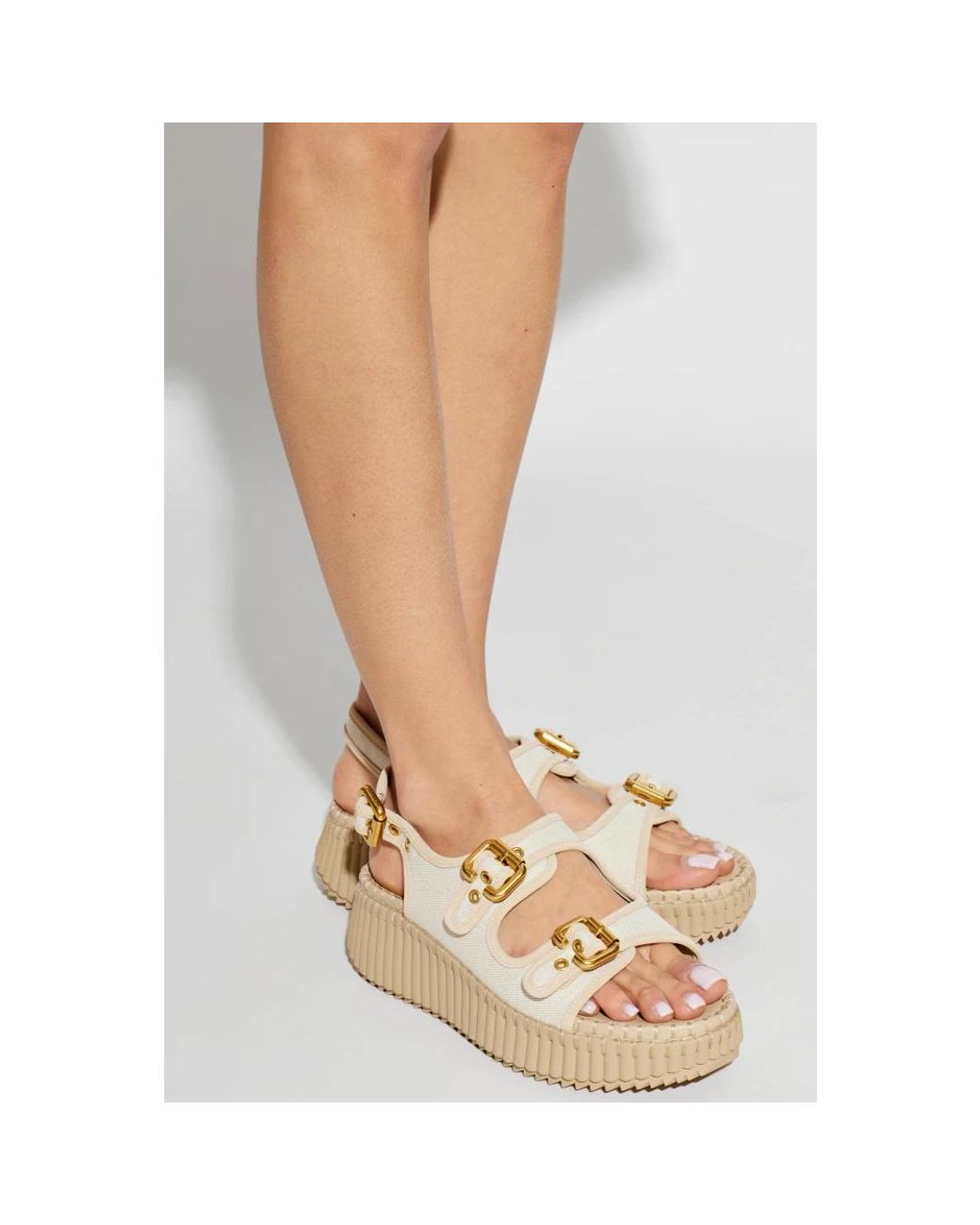 Chloé Metallic Nama Platform Sandalen