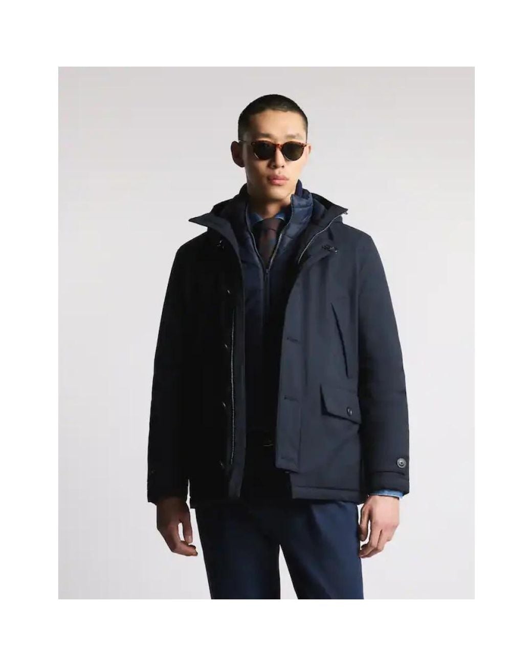 Fay Jassen ,Blauw ,Polyester Short Parka in het Blue voor heren