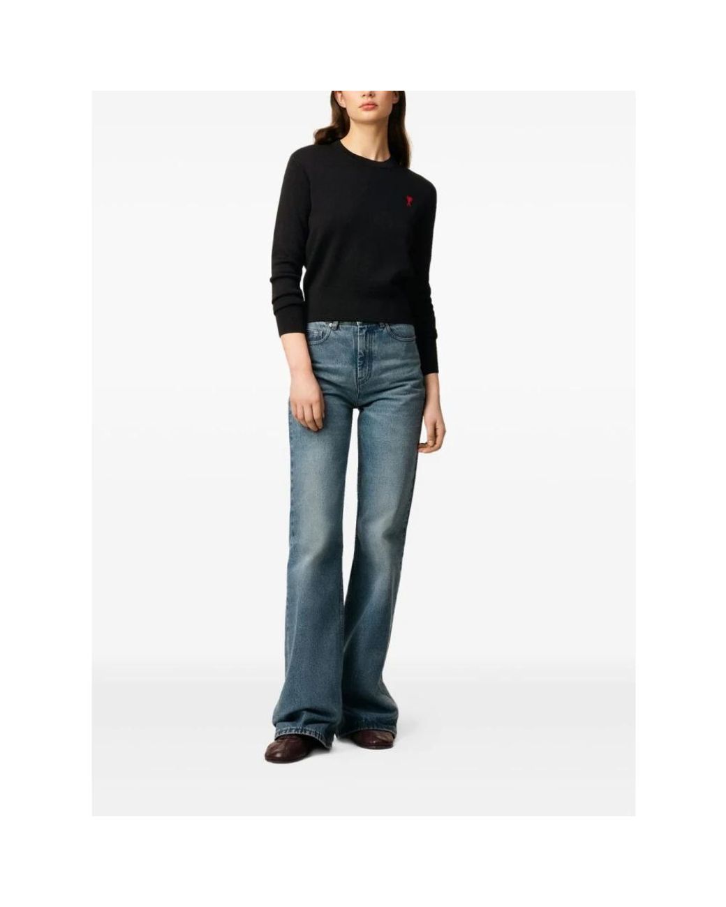 AMI Black Round-Neck Knitwear