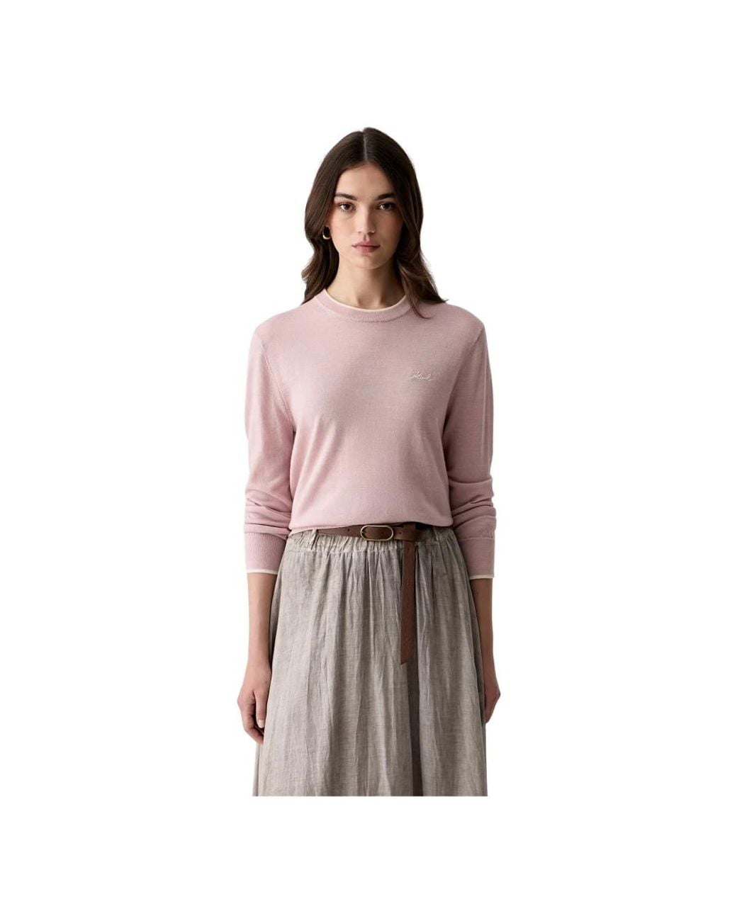 Karl Lagerfeld Brown Round-Neck Knitwear