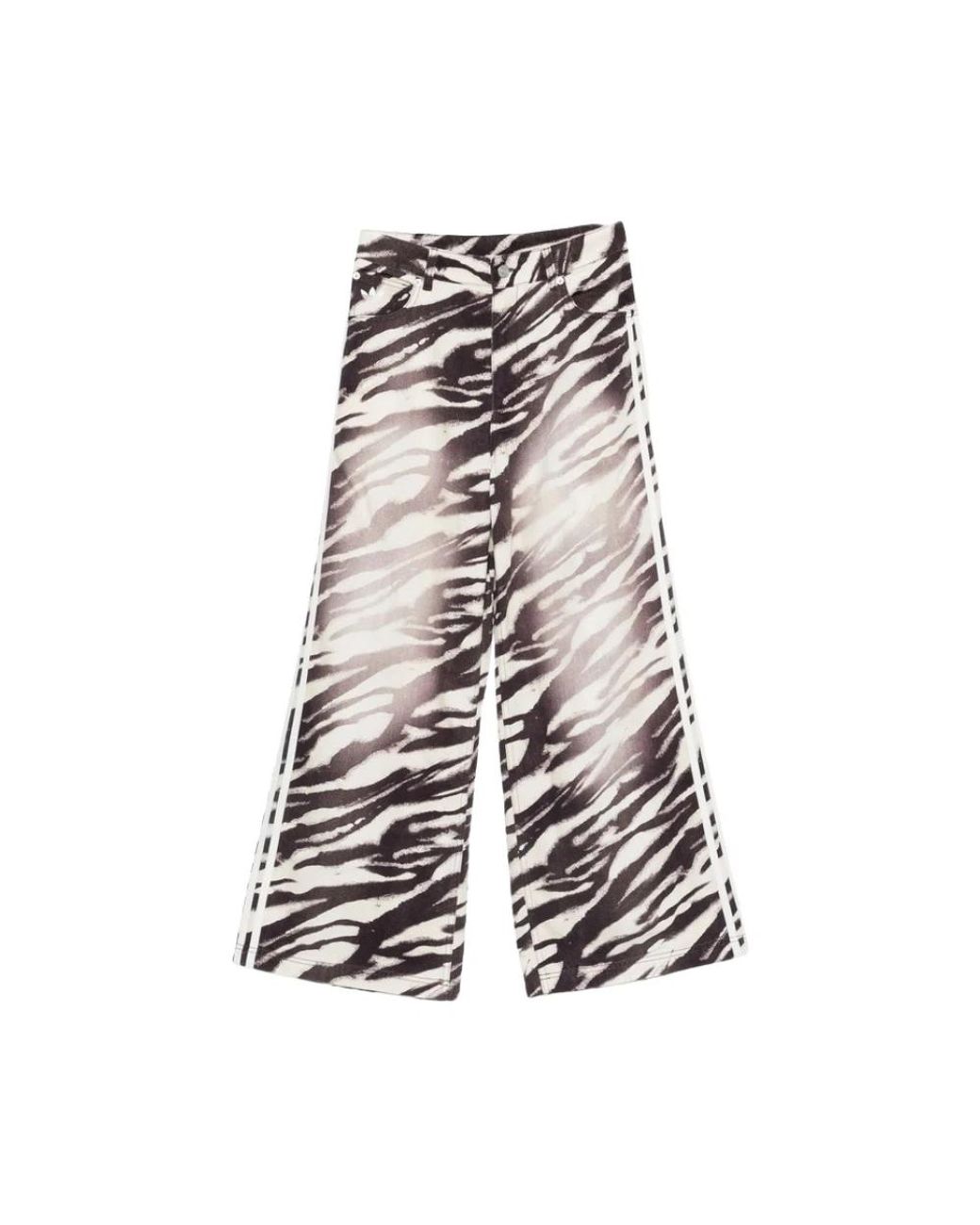 Adidas Adilenium Season 6 Zebra Print Wide Leg Denim Pants in het Multicolor