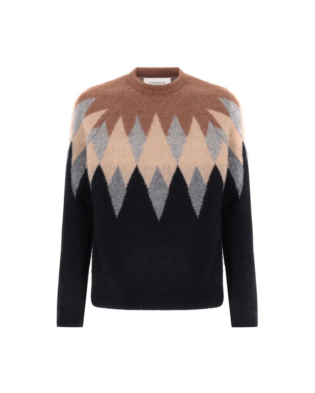 Laneus Black Round-Neck Knitwear for men