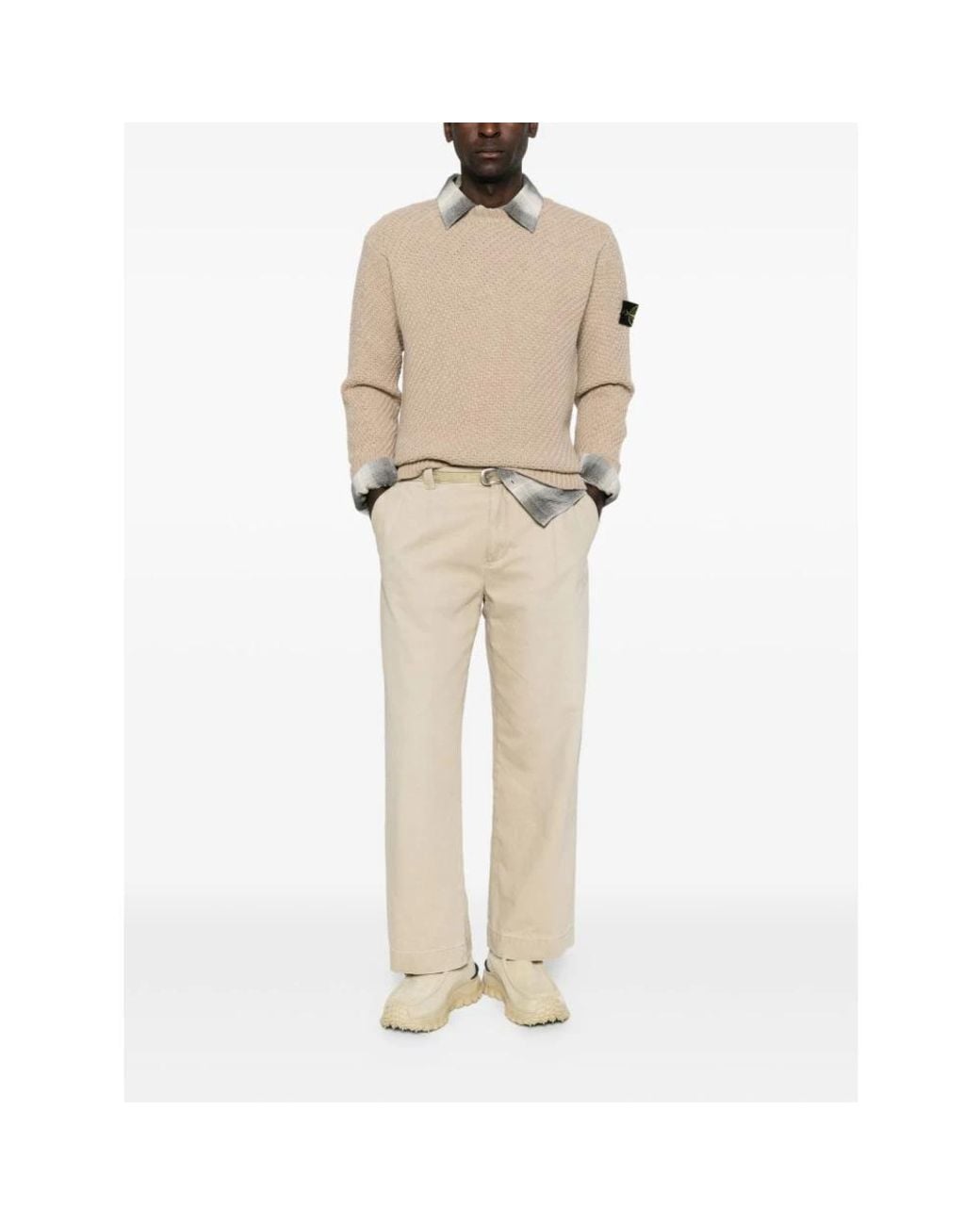 Stone Island Natural Round-Neck Knitwear for men