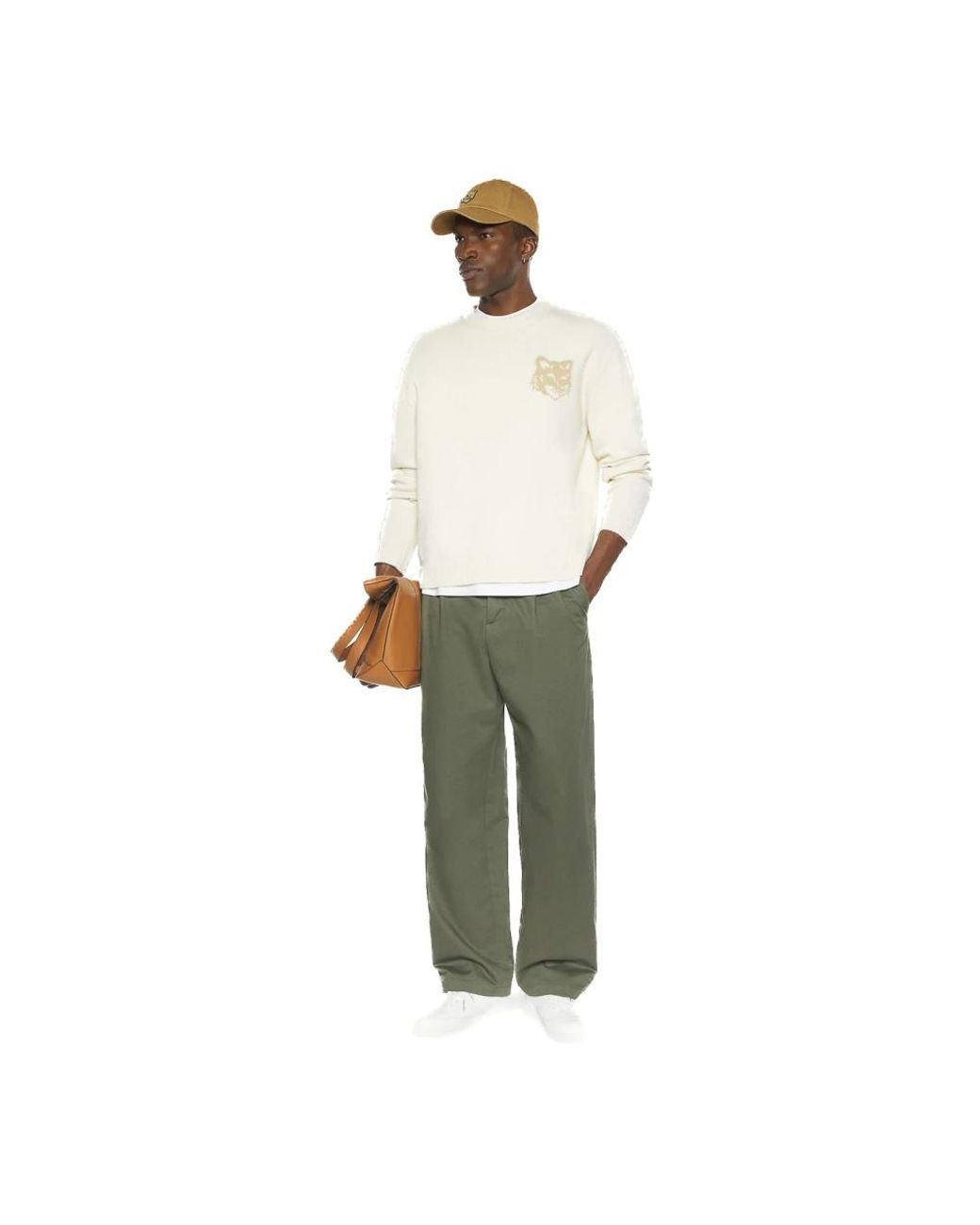 Maison Kitsuné White Round-Neck Knitwear for men