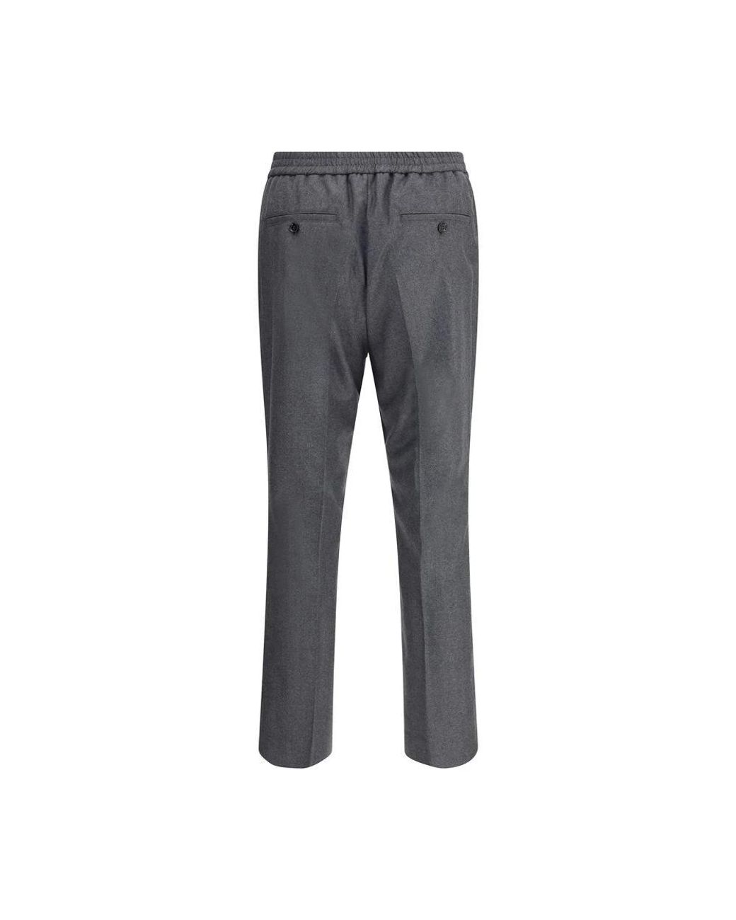 AMI Gray Virgin Wool Pants for men