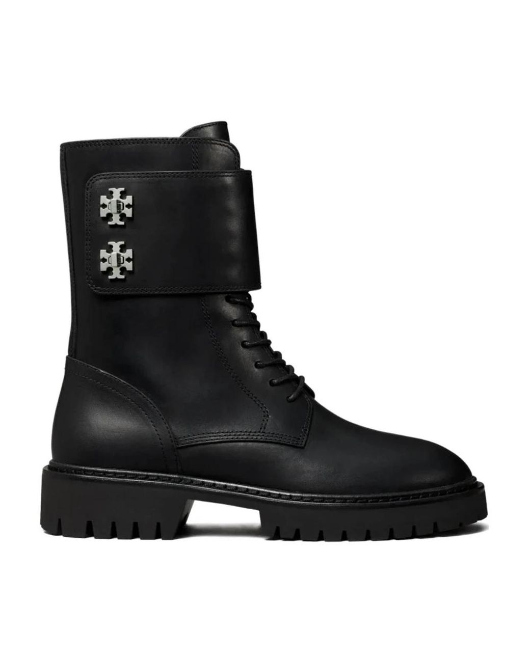 Tory Burch Black Lace-Up Boots
