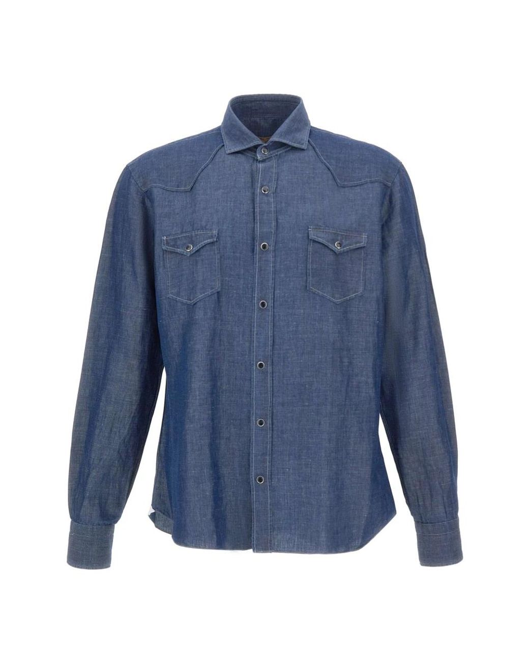 Barba Napoli Blue Casual Shirts for men