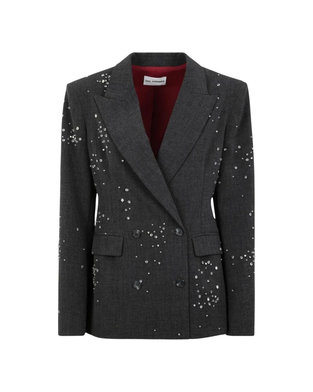 Des Phemmes Gedecoreerde Double-Breasted Blazer in het Black