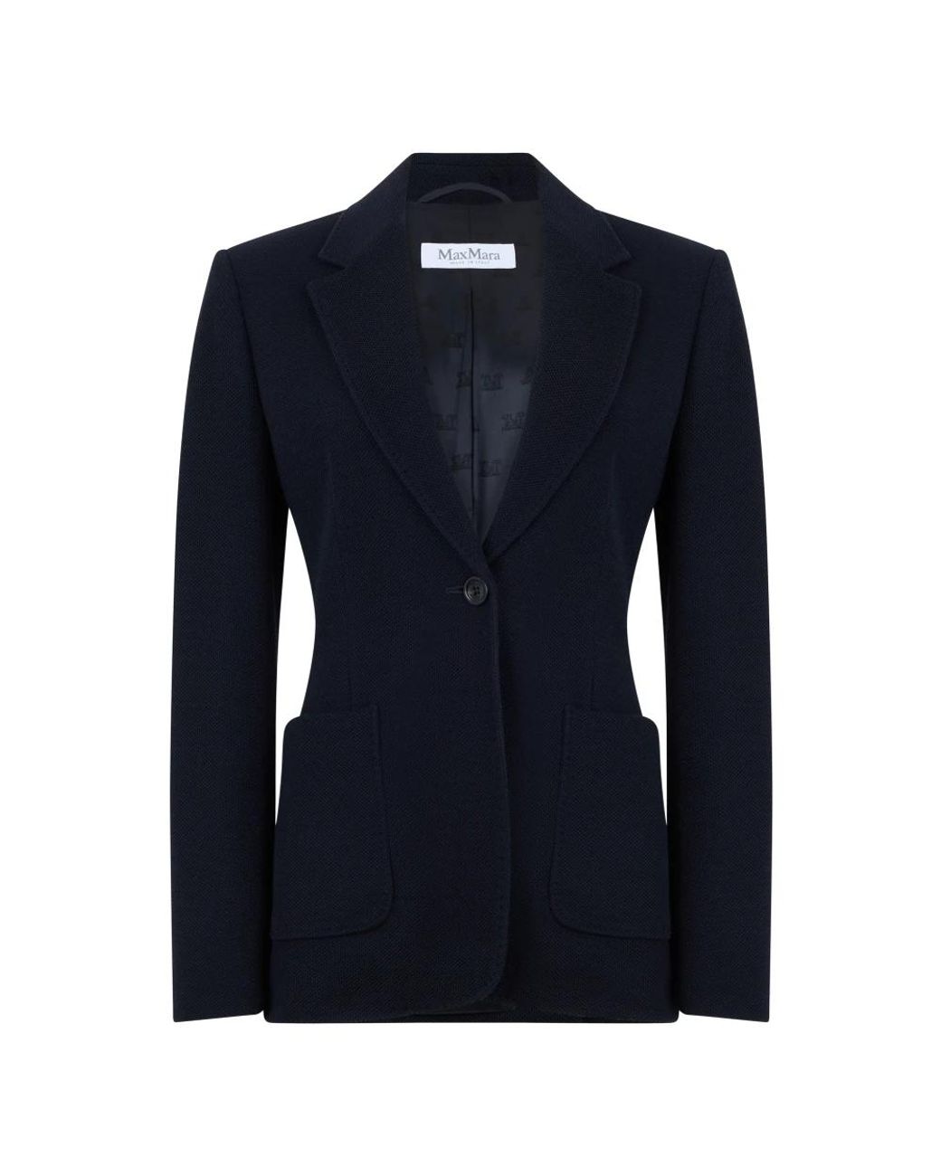 Max Mara Jassen ,Blauw ,Wol Single-Breasted Piqué Jersey Blazer in het Blue