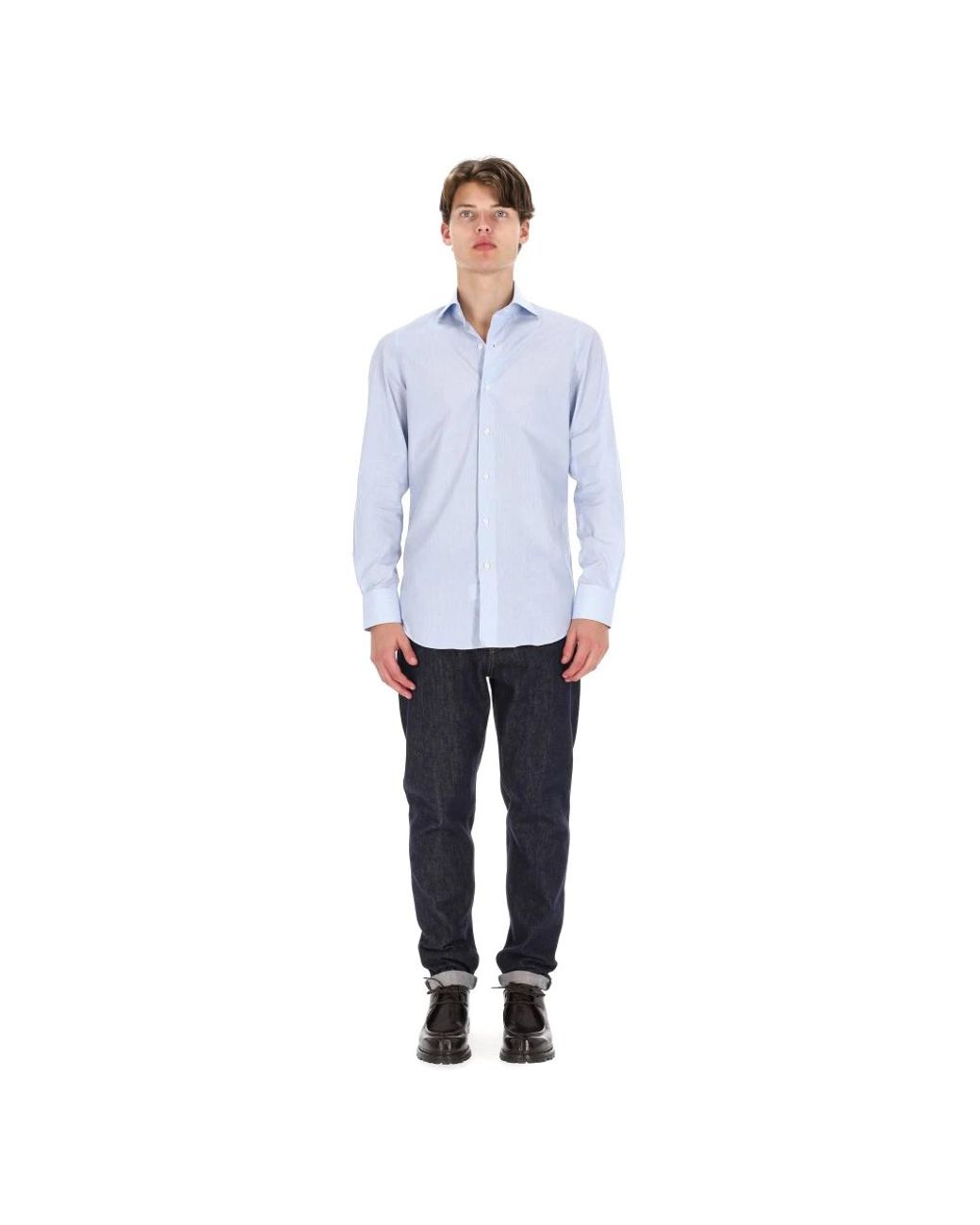 Finamore 1925 Blue Formal Shirts for men