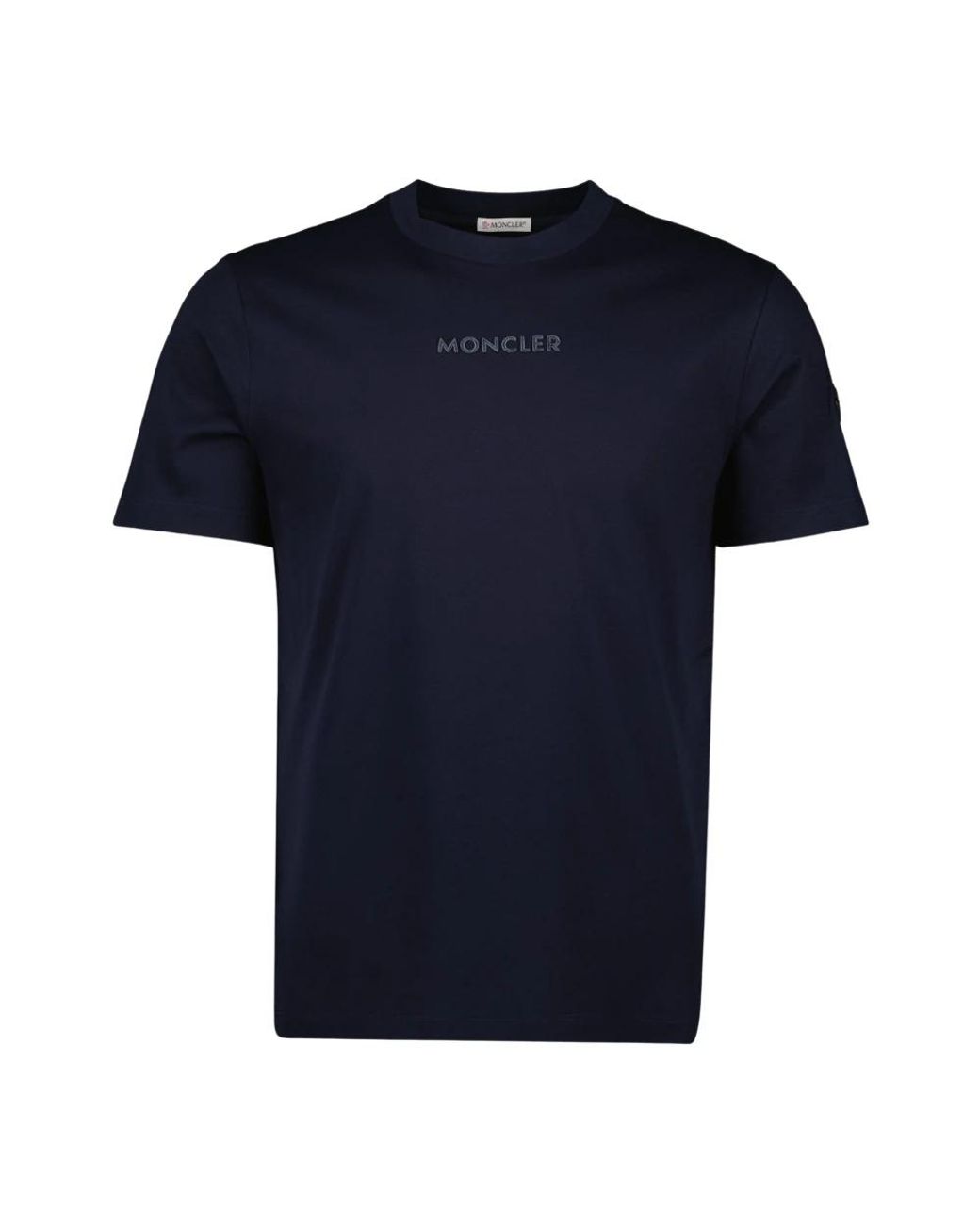 Moncler Tops ,Blauw ,Katoen Logo T-Shirt Lente-Zomer in het Blue voor heren