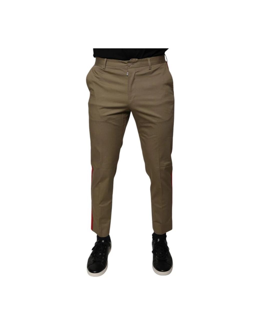 Dolce & Gabbana Broeken ,Bruin ,Bruin Logo Casual Tapered Broek in het Green voor heren