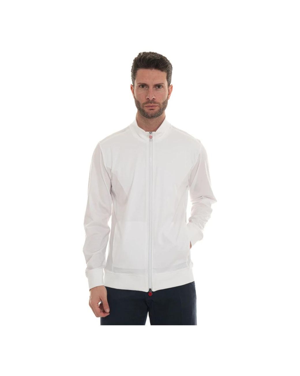 Kiton Hoodies & Sweatvesten ,Wit ,Katoen Hoodie Met Rits in het White voor heren