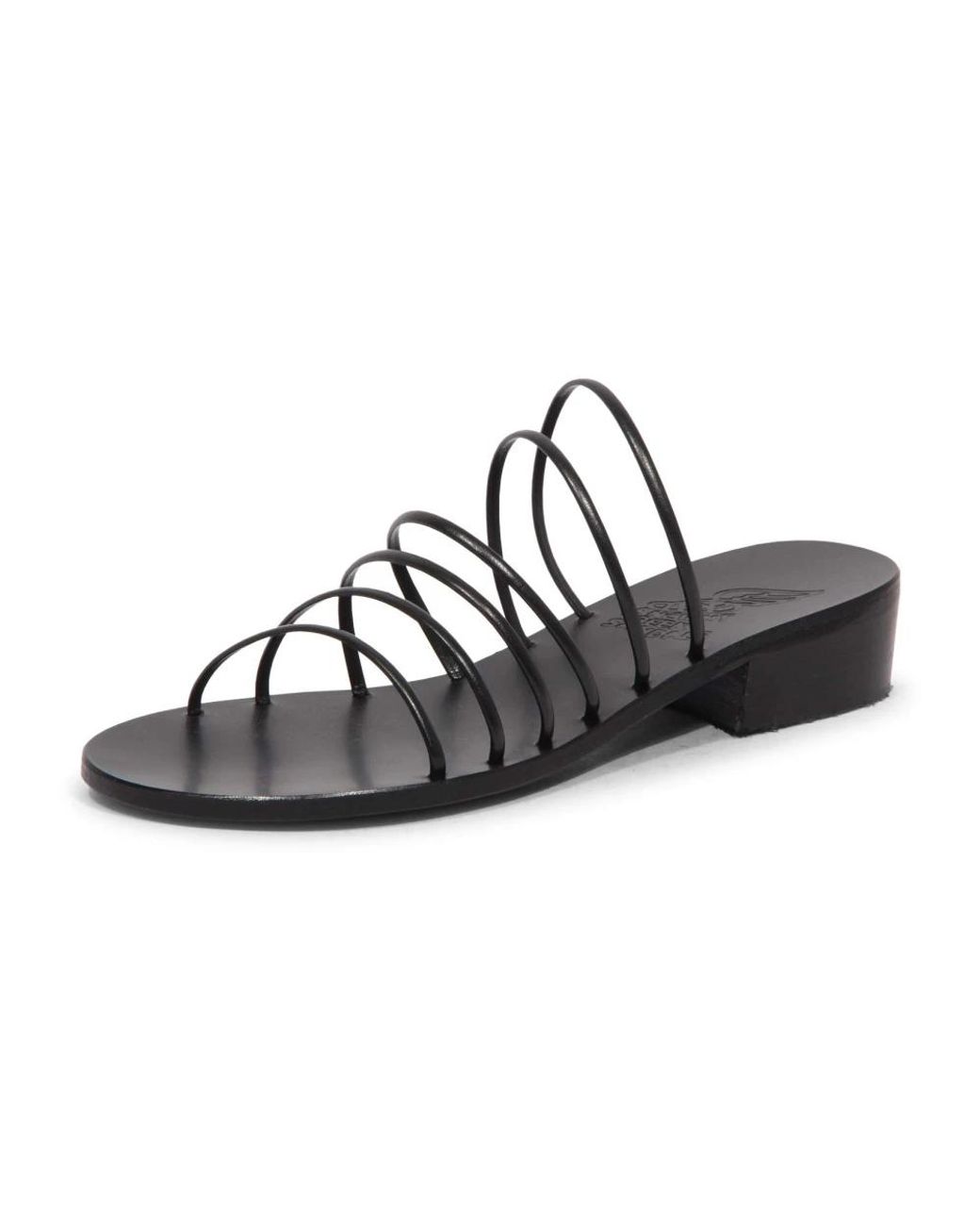 Ancient Greek Sandals Black Heeled Mules