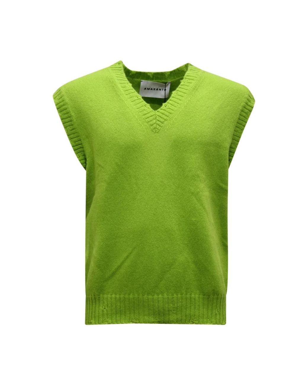 Amaranto Green Sleeveless Jumpers for men
