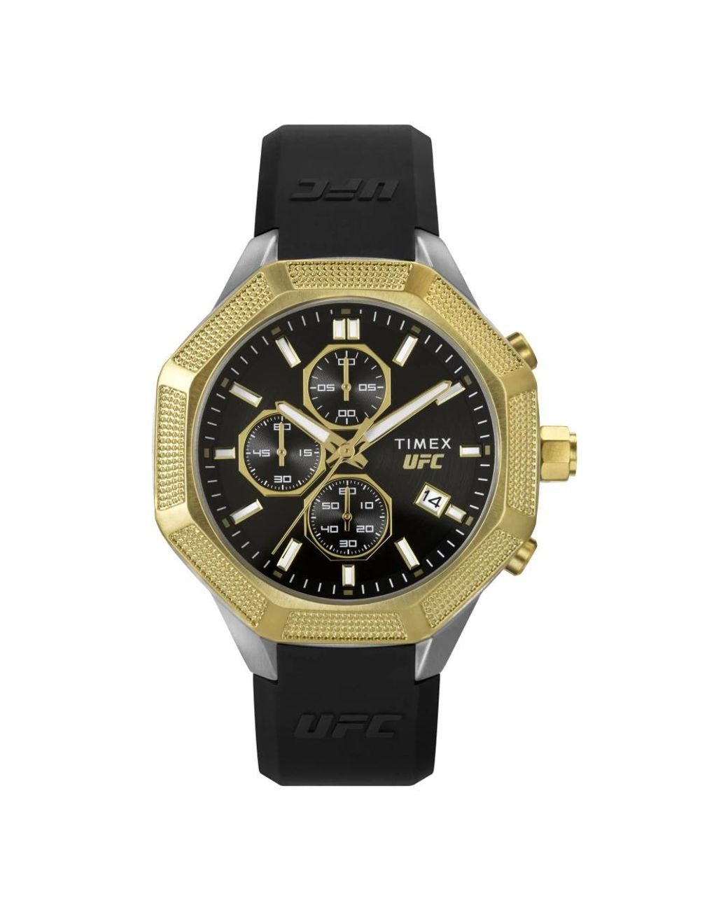 Timex Accessoires ,Zwart ,Chronograaf Ufc King Horloge Zwart Siliconen in het Metallic voor heren