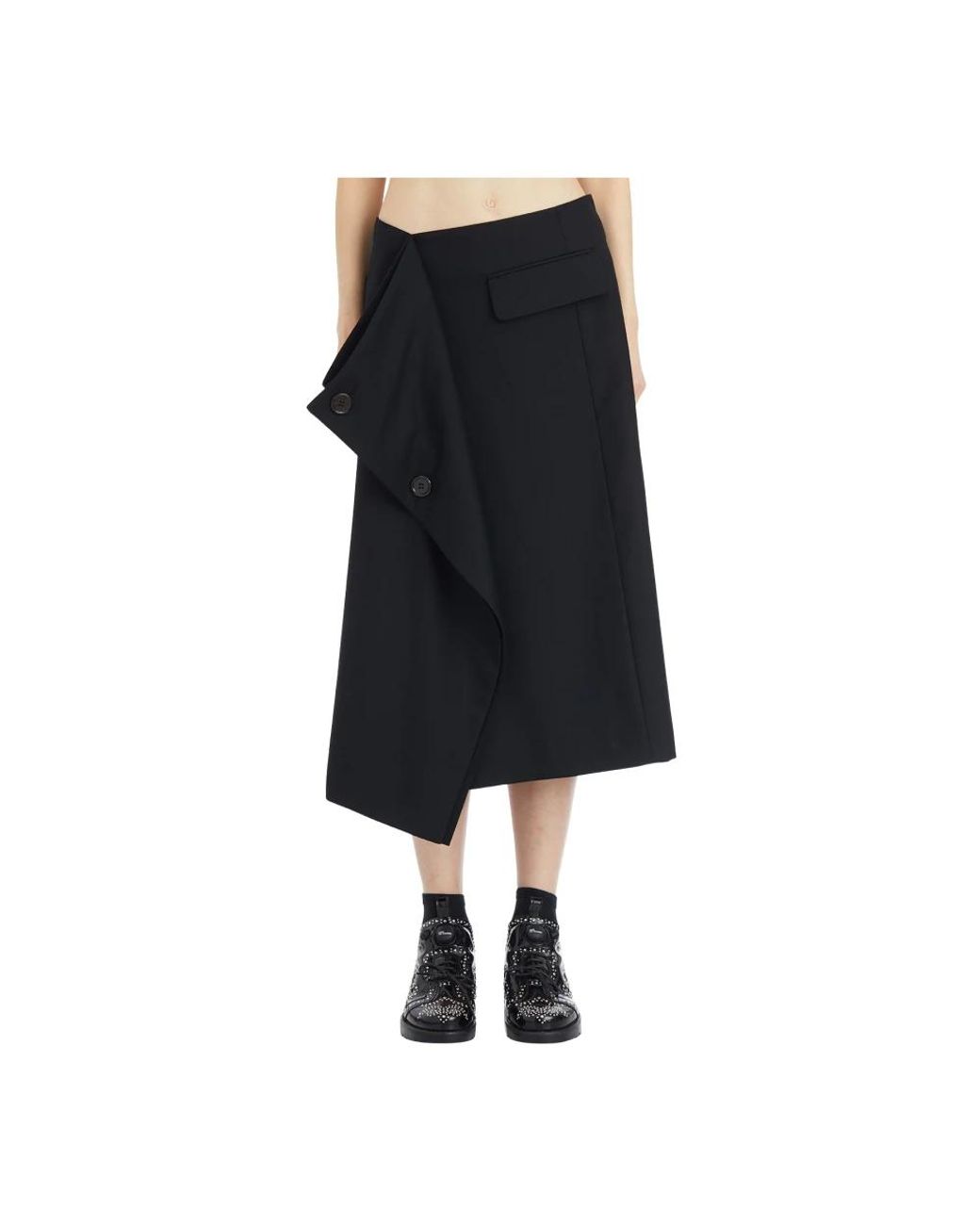 Comme des Garçons Rokken ,Zwart ,Wol Lange Wollen Rok in het Black