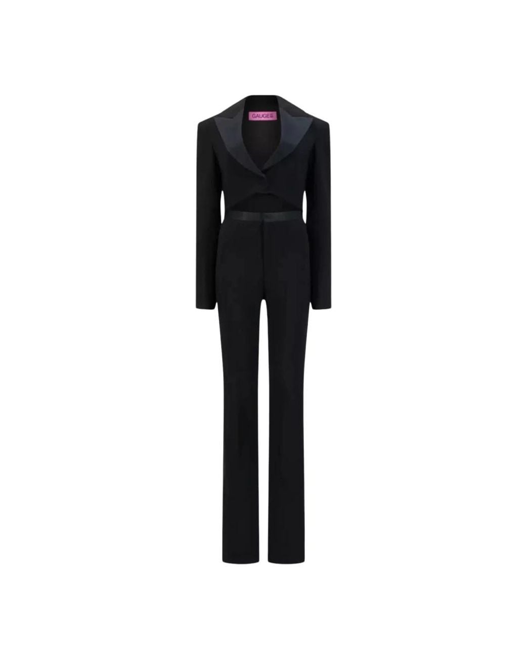 GAUGE81 Jumpsuits & Playsuits ,Zwart ,Wol Zwarte Diepe V-Hals Jumpsuit in het Black