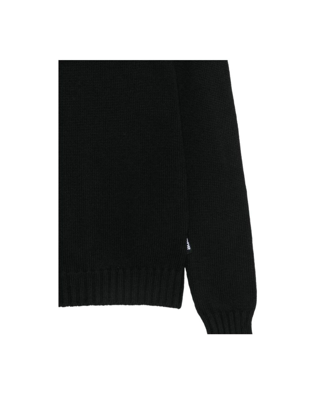 Add Gerippter Rundhals-Pullover in Black für Herren