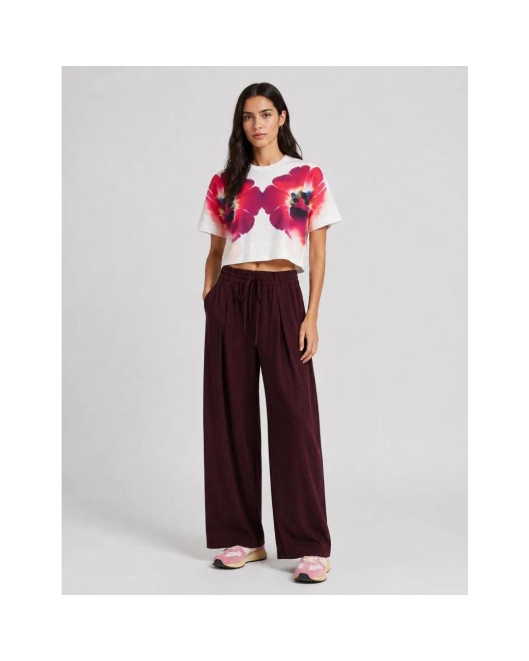 Wide Trousers High de color Purple