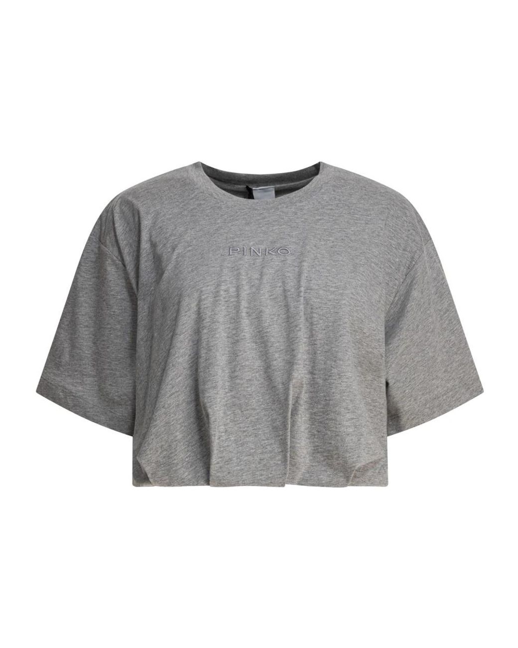 Pinko Tops ,Grijs ,Katoen Logo Embossed Grijs T-Shirt in het Gray