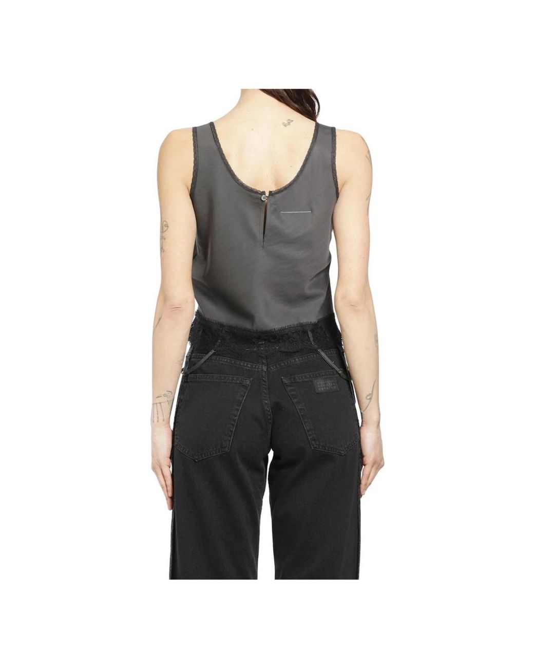 MM6 by Maison Margiela Black Sleeveless Tops
