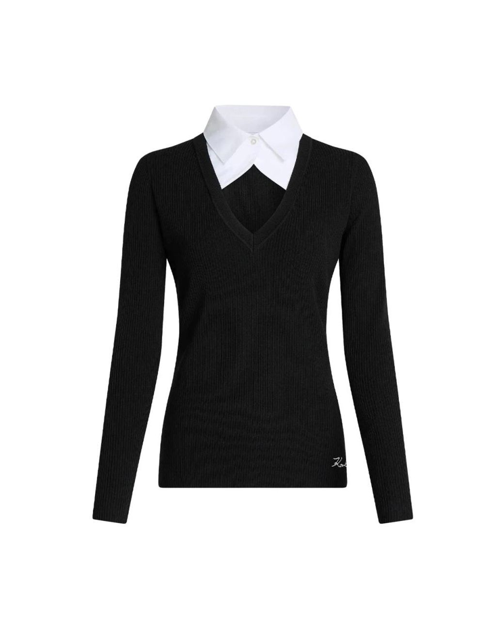 Karl Lagerfeld Black V-Neck Knitwear