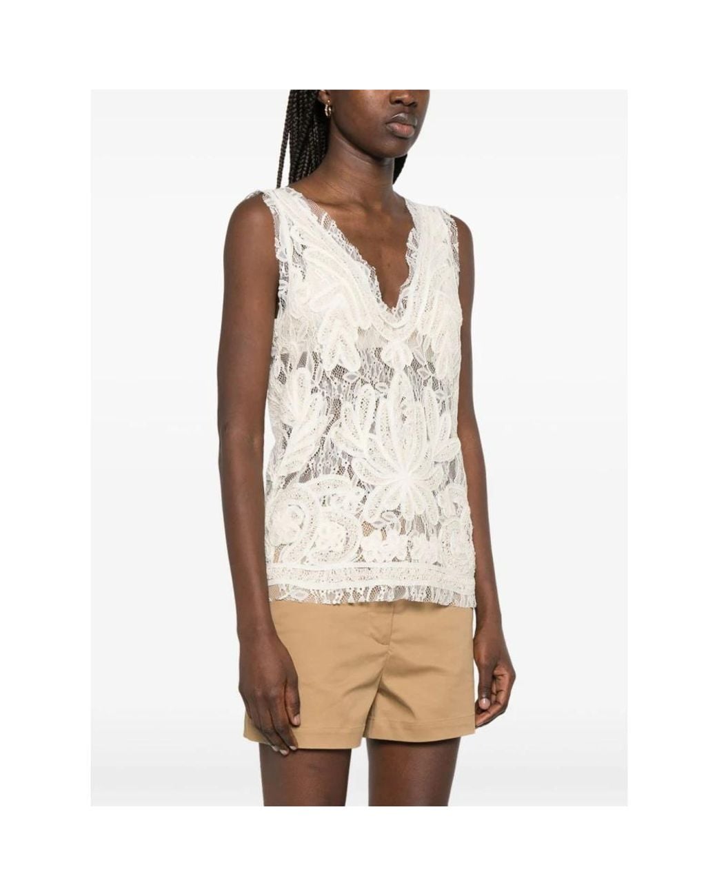 P.A.R.O.S.H. White Sleeveless Tops