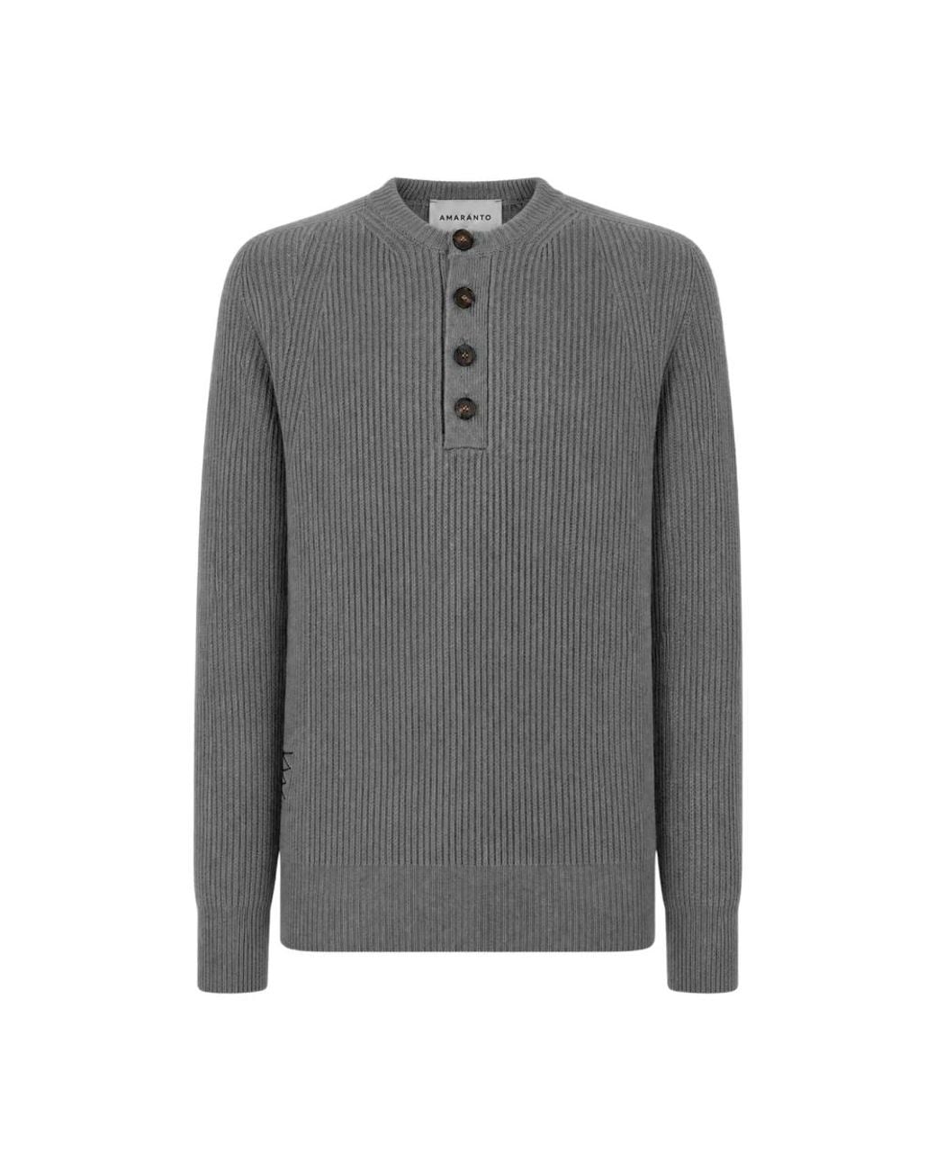 Amaranto Gray Round-Neck Knitwear for men