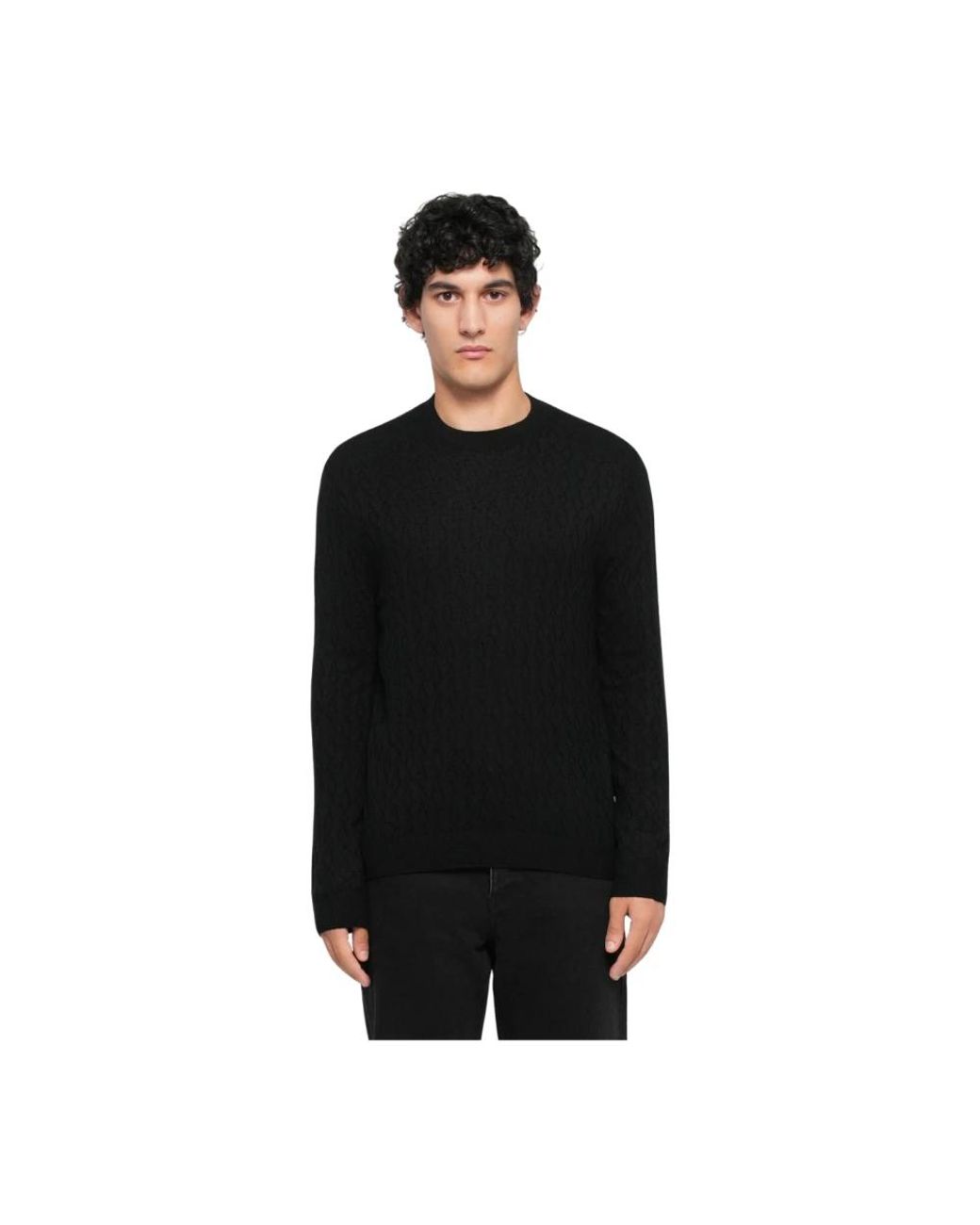 ARMANI EXCHANGE Black Round-Neck Knitwear for men