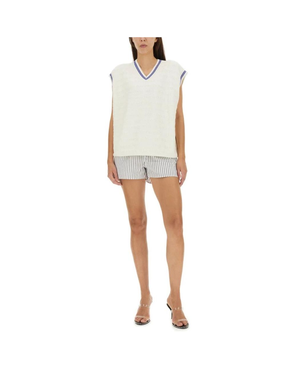 Alexander Wang White V-Neck Knitwear