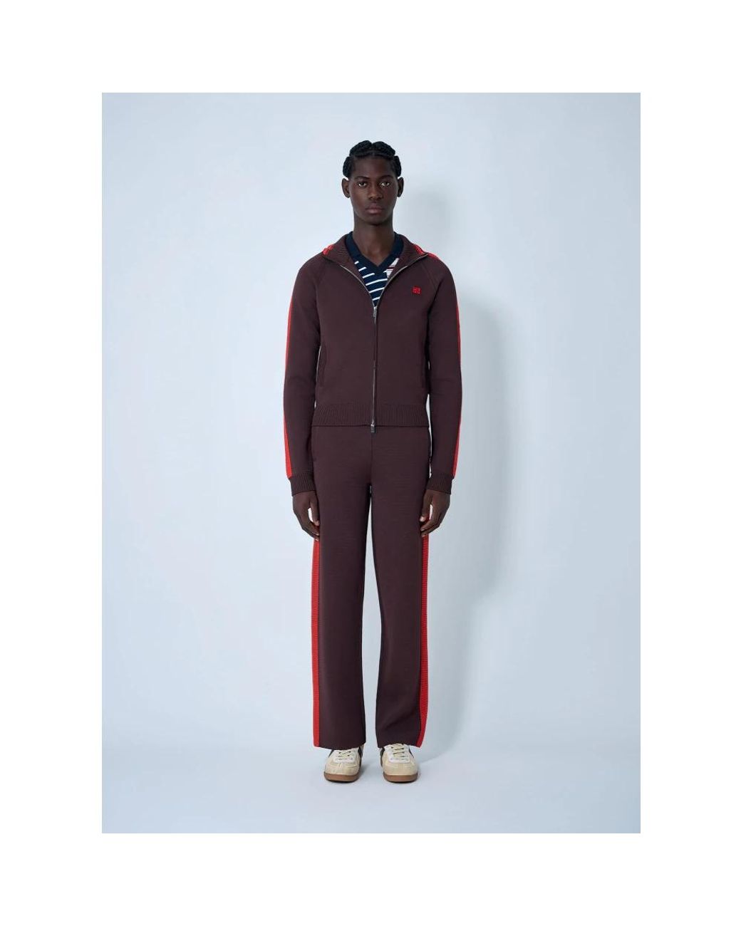 Wales Bonner Truien & Vesten ,Bruin ,Polyester Tide Track Zip-Up Sweatshirt in het Purple voor heren