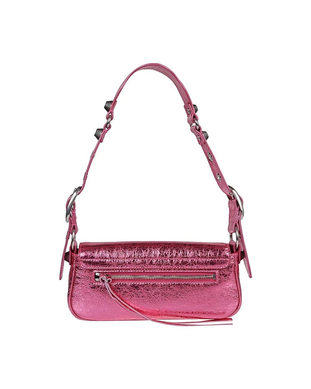 Balenciaga Pink Lambskin Studded Shoulder Bag