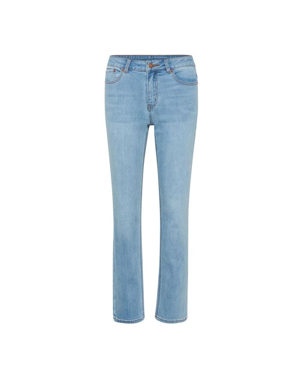 Kaffe Jeans ,Blauw ,Katoen Stijlvolle Straight Leg Jeans Met Mid-Rise Taille En Klassieke Zakken in het Blue