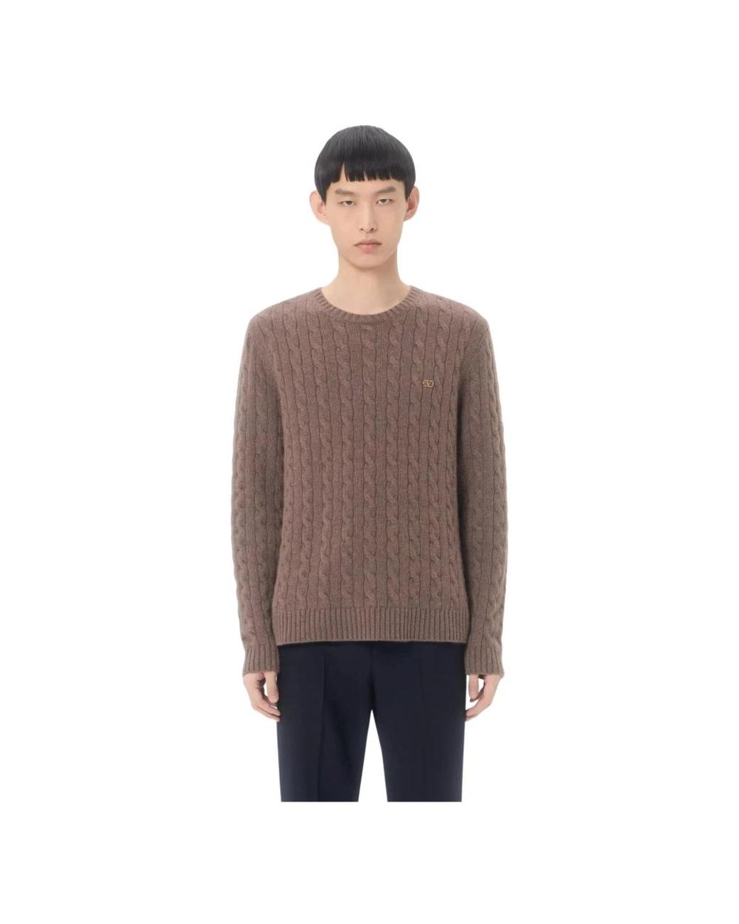 Valentino Brown Round-Neck Knitwear for men