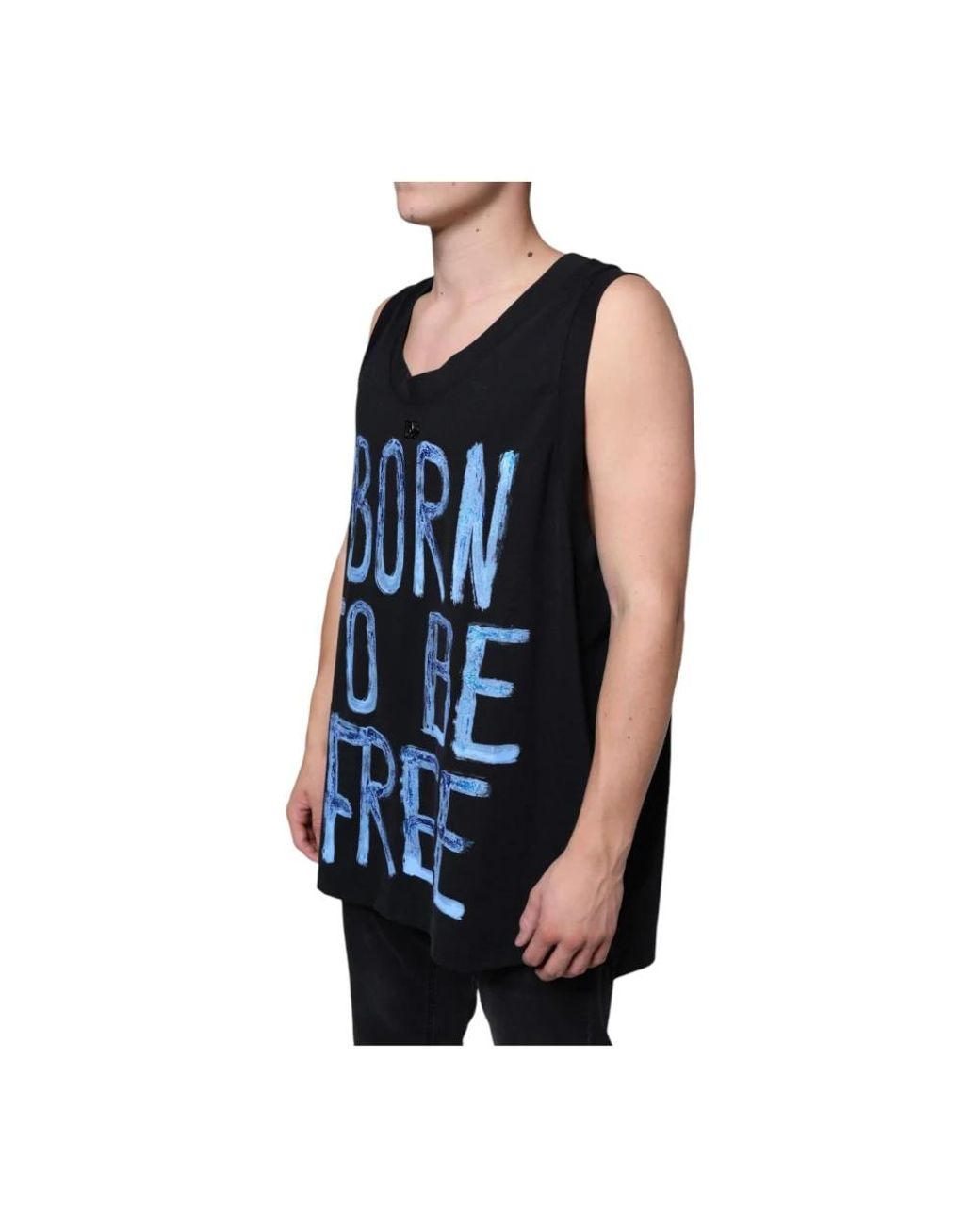 Dolce & Gabbana Blue Sleeveless Tops for men