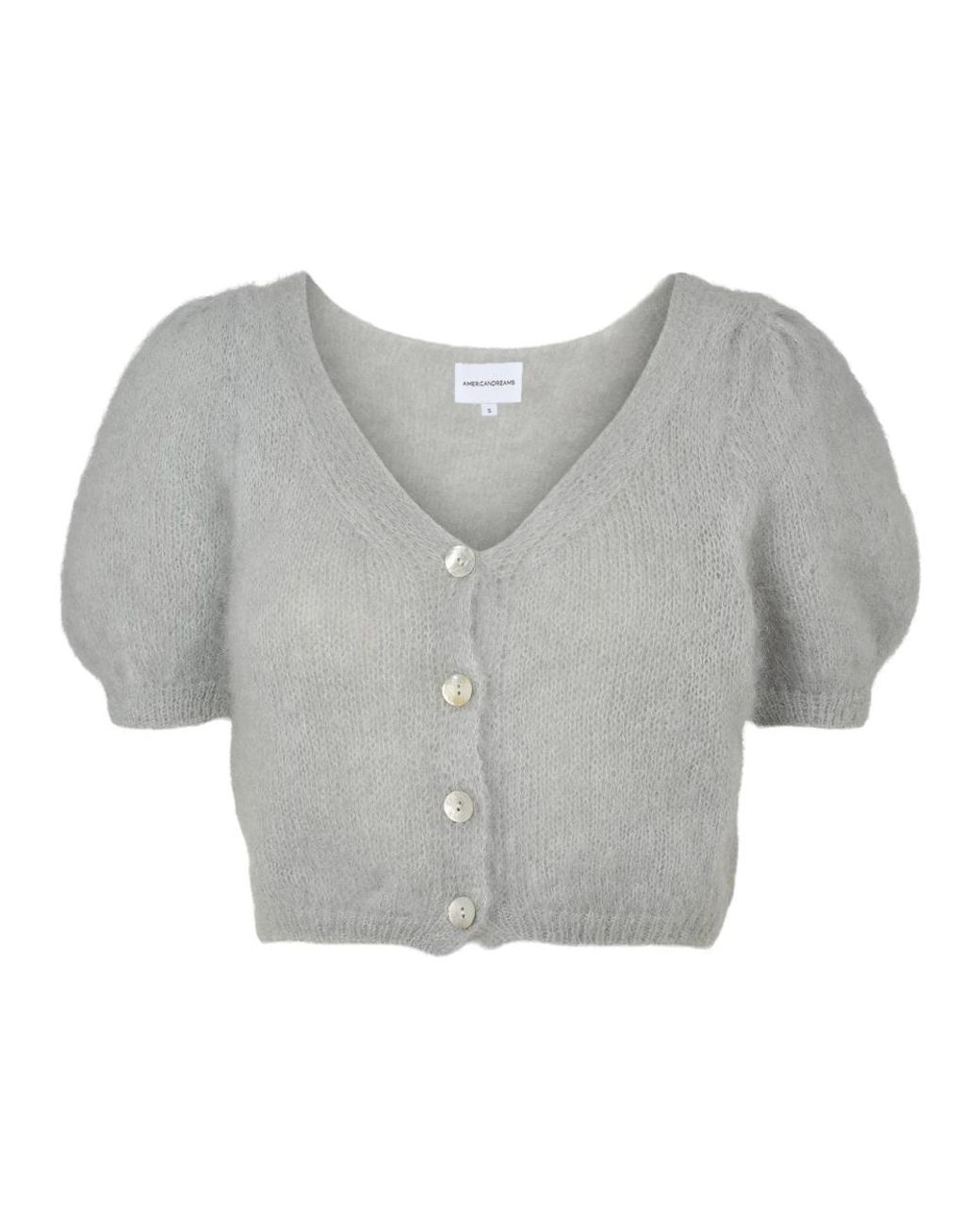 American Dreams Truien & Vesten ,Grijs ,Wol Cornelia Cropped Cardigan Lichtgrijs in het Gray