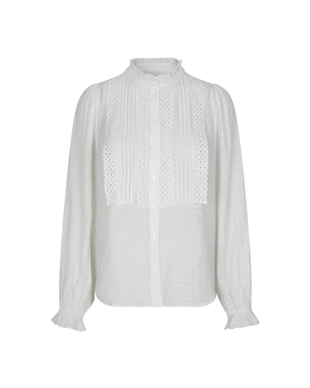 Lolly's Laundry Overhemden ,Wit ,Polyester Geborduurde Blouse Met Ruches Wit in het White