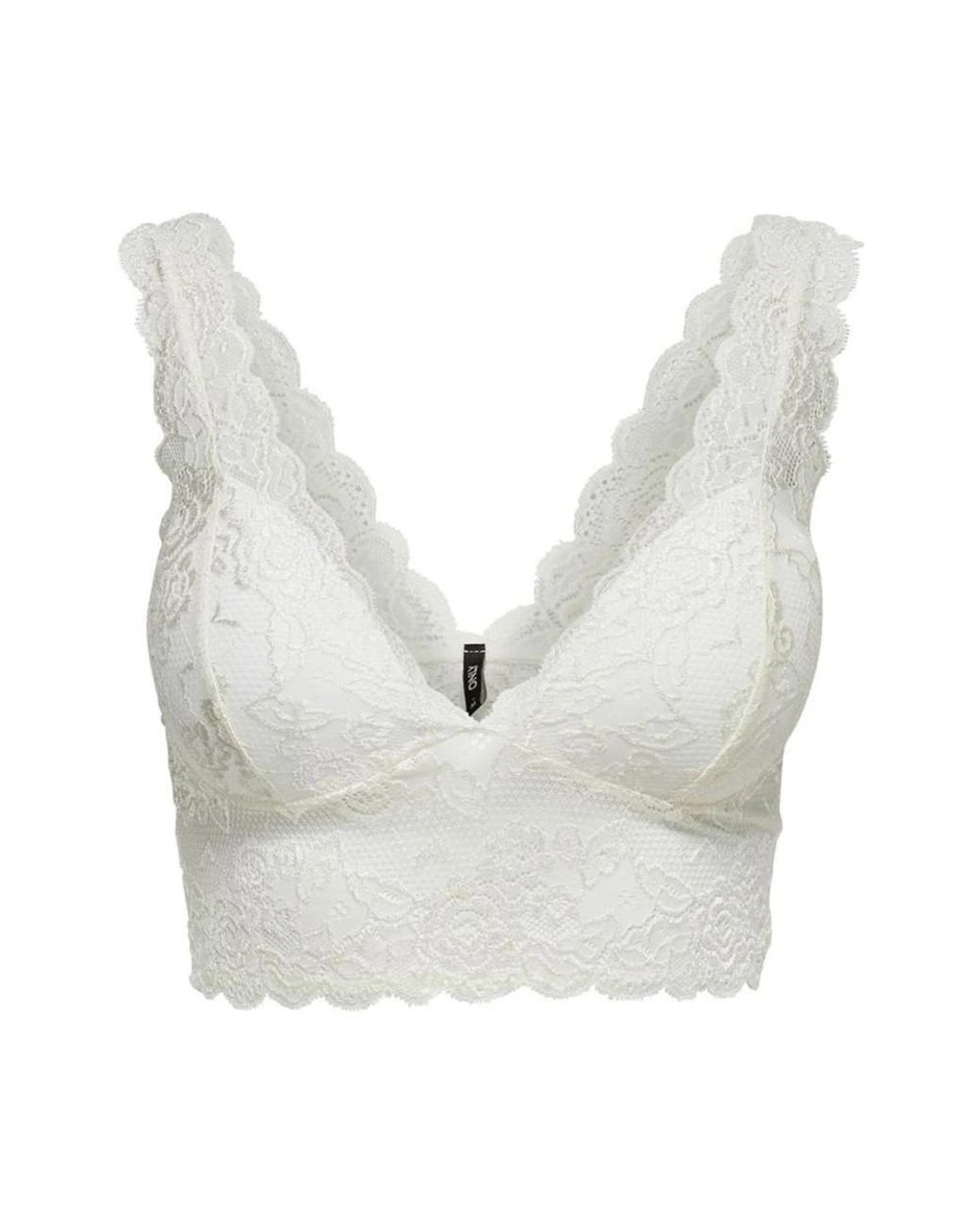 ONLY Tops ,Wit ,Polyester Witte Kant Crop Top V-Hals in het White
