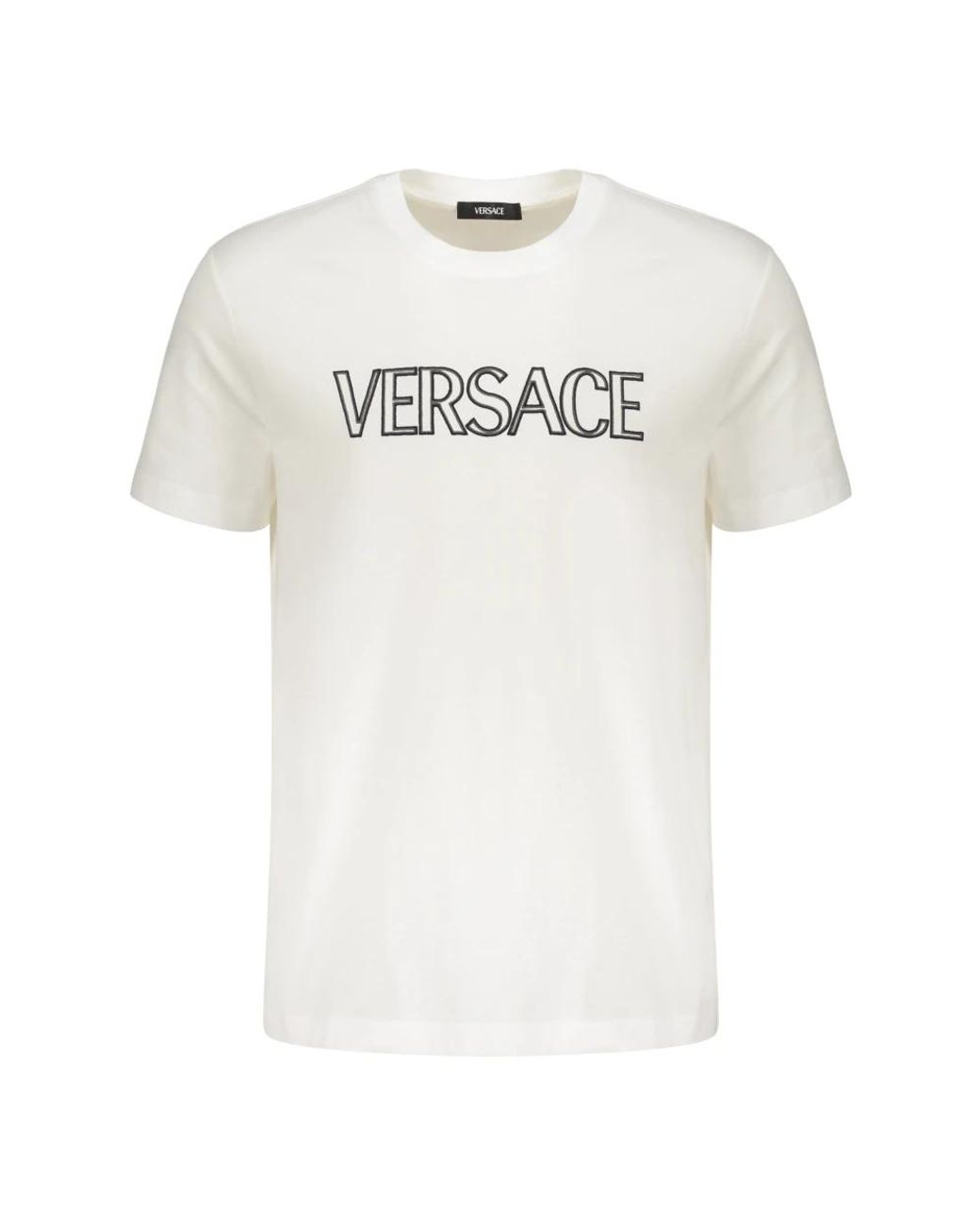 Versace Tops ,Wit ,Katoen T-Shirt Van Katoen Met Geborduurd Logo in het White voor heren